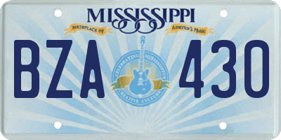 MS license plate BZA430