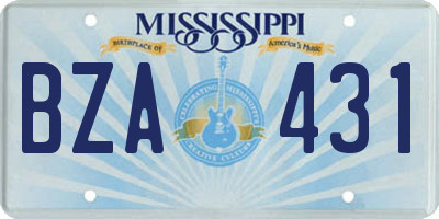 MS license plate BZA431