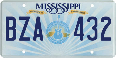 MS license plate BZA432