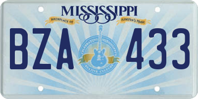 MS license plate BZA433