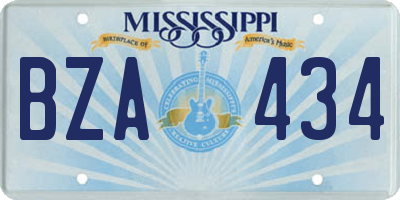 MS license plate BZA434