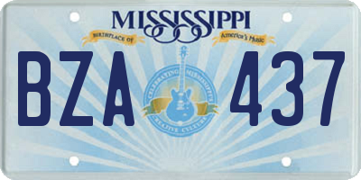 MS license plate BZA437