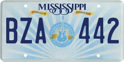 MS license plate BZA442