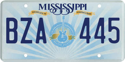MS license plate BZA445