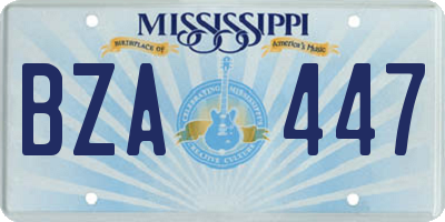 MS license plate BZA447