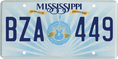 MS license plate BZA449