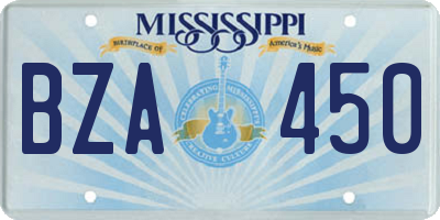 MS license plate BZA450