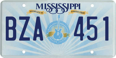 MS license plate BZA451