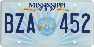 MS license plate BZA452