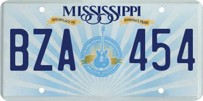 MS license plate BZA454