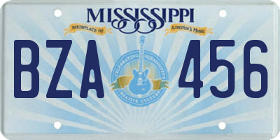 MS license plate BZA456