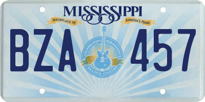 MS license plate BZA457