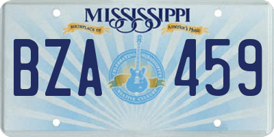 MS license plate BZA459
