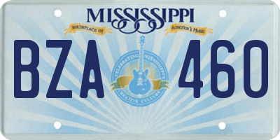 MS license plate BZA460