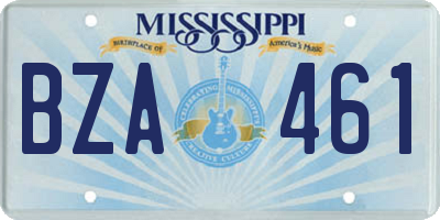 MS license plate BZA461