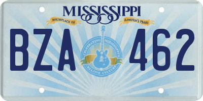 MS license plate BZA462