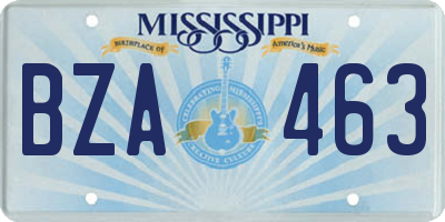 MS license plate BZA463