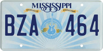 MS license plate BZA464