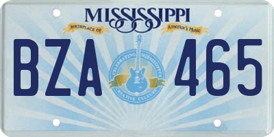 MS license plate BZA465