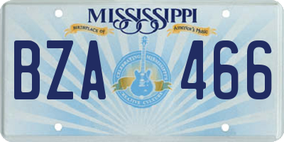 MS license plate BZA466