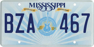 MS license plate BZA467