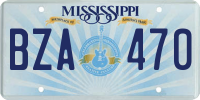 MS license plate BZA470