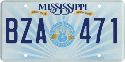MS license plate BZA471