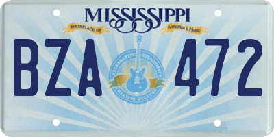 MS license plate BZA472