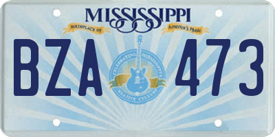 MS license plate BZA473