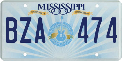 MS license plate BZA474