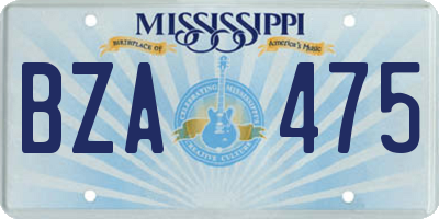 MS license plate BZA475
