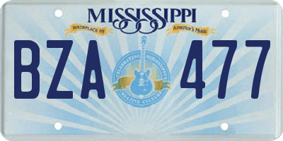 MS license plate BZA477
