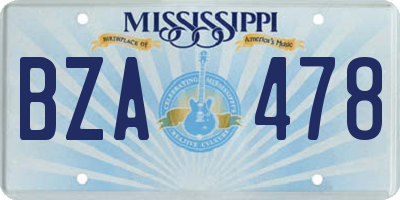 MS license plate BZA478