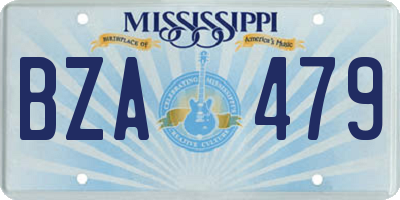 MS license plate BZA479