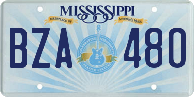 MS license plate BZA480