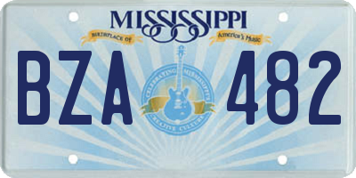 MS license plate BZA482