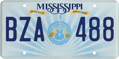 MS license plate BZA488