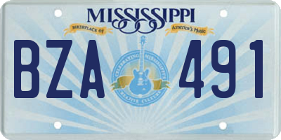 MS license plate BZA491