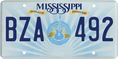 MS license plate BZA492