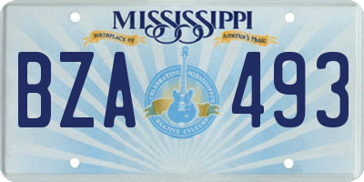 MS license plate BZA493