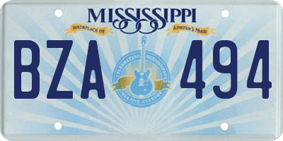 MS license plate BZA494