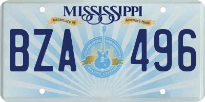 MS license plate BZA496