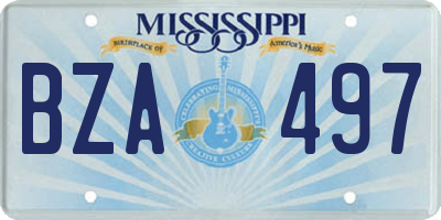 MS license plate BZA497