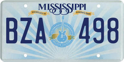 MS license plate BZA498