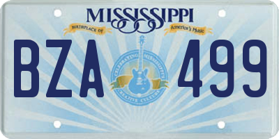 MS license plate BZA499