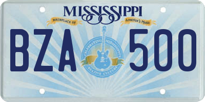 MS license plate BZA500
