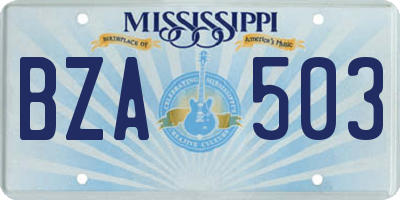 MS license plate BZA503