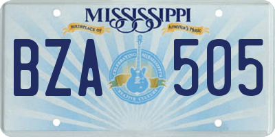 MS license plate BZA505
