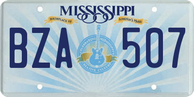 MS license plate BZA507