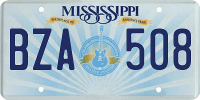 MS license plate BZA508